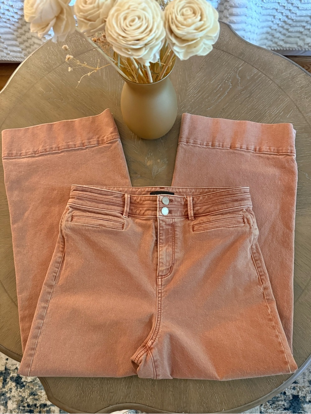Ann Taylor Wide-Leg Jeans in Dusty Coral